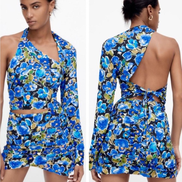 Zara Tops - Zara Blue Asymmetrical Sleeveless Tank Top